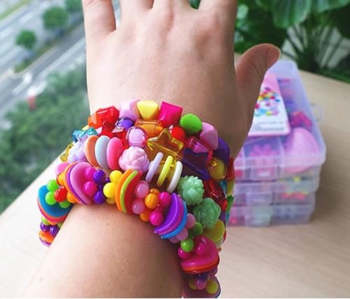 Miniatura 5 de Set de abalorios para joyas de adultos y niños artesanías caseras de Collar con dije, brazaletes, letras del alfabeto coloridas en acrílico caja con