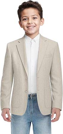 Blazer for Boys Lightweight Suit Jacket for Boys Suit Sport Coat for Kids Formal Blazer with Patch Pockets