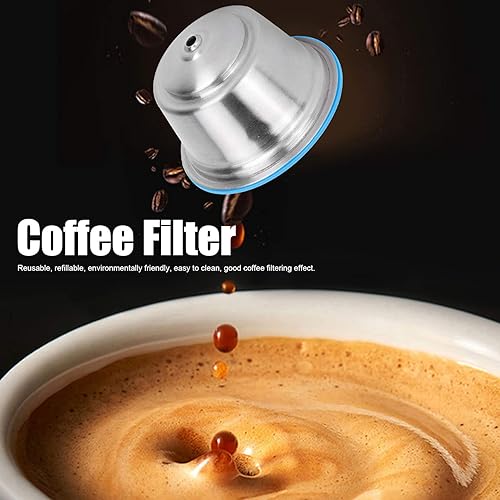 Miniatura 2 de Cápsulas de café reutilizables recargables de 2.087 in, taza de filtro, cápsula de café de acero inoxidable para cafetera Dolce Gusto (Azul) Filtros
