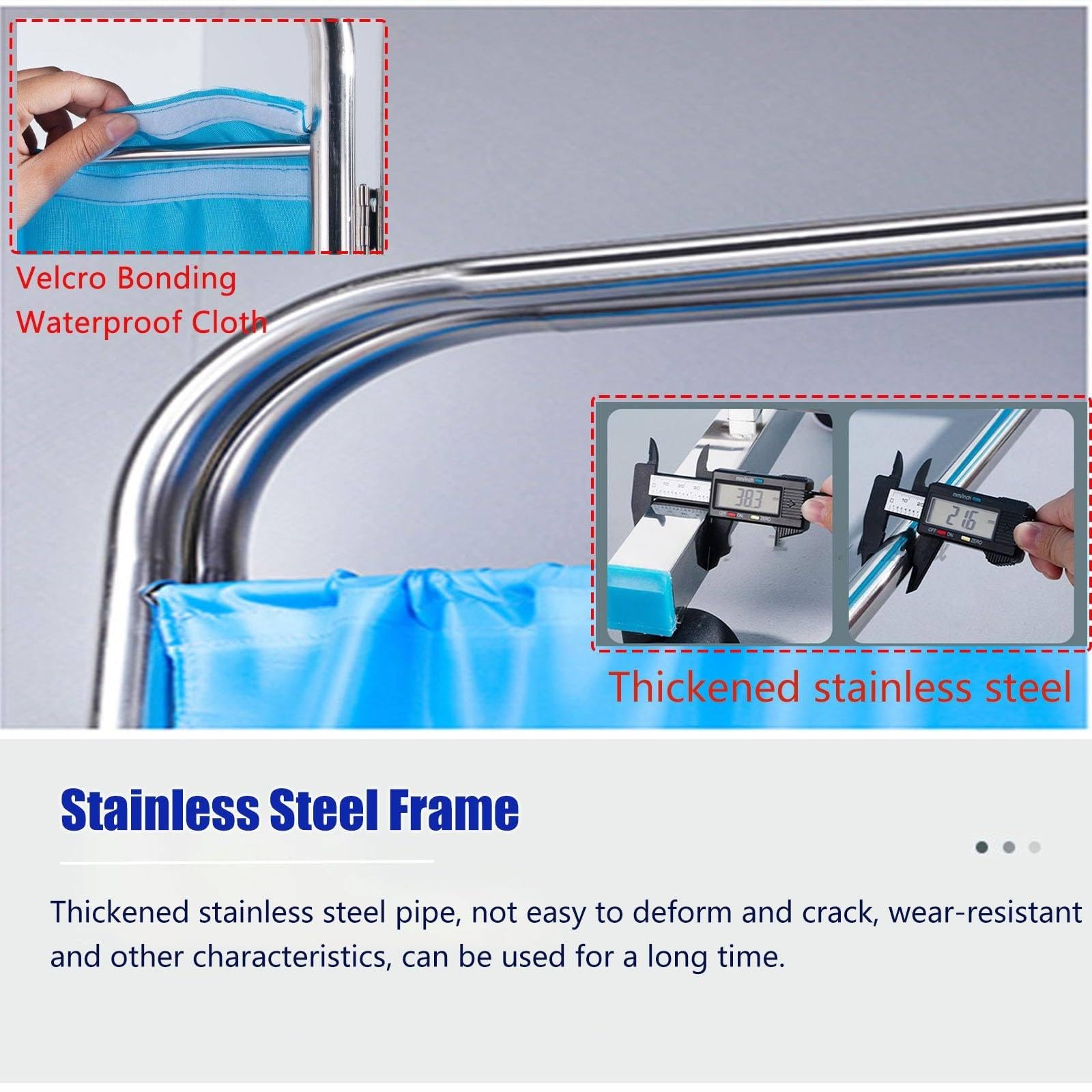 4 Panel Medical Privacy Partition, Folding Rolling Privacy Screen, Medical Privacy Screen On Wheels, 6ft Tall Foldable Room Divider Temporary Fence for Clinic/Patient/Exam Room,Blue