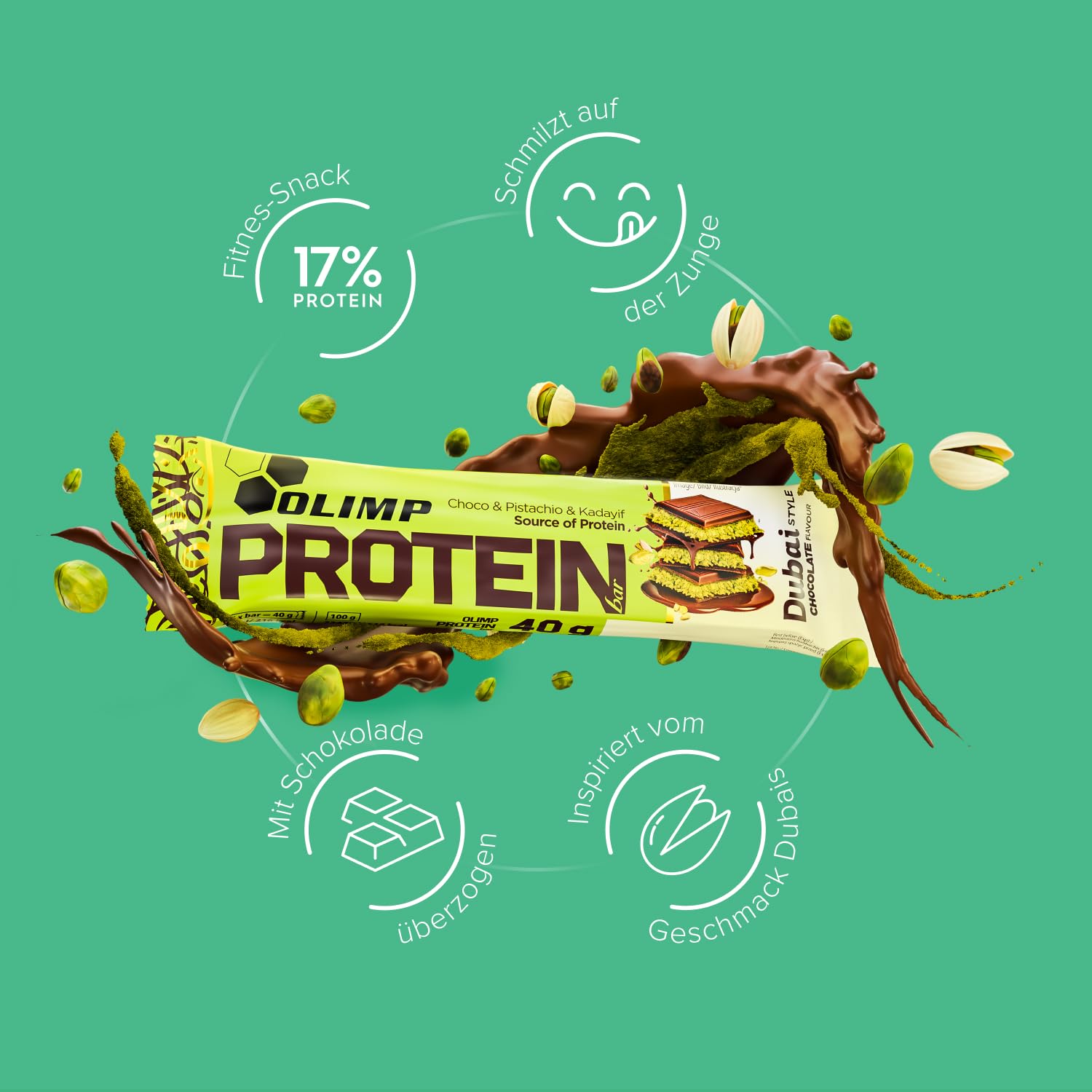 Olimp Proteinriegel Protein Bar 25 x 40g Dubai Style Chocolate - Powerbar Riegel