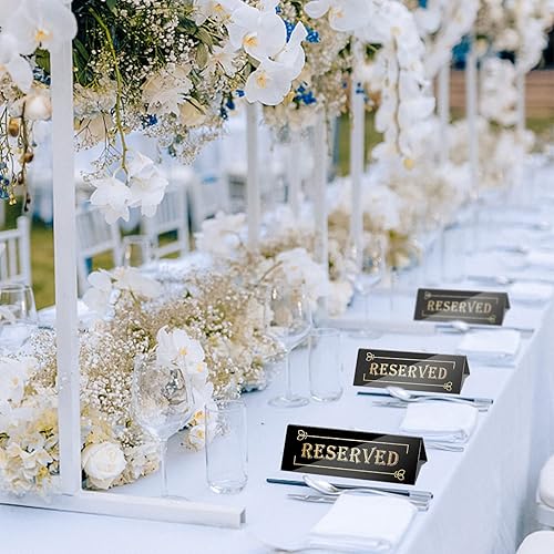 Vista 7 de DI QIU REN 10 letreros de mesa reservados, letrero acrílico para mesa de reserva de invitados, letreros de asiento reservado de doble cara, letrero