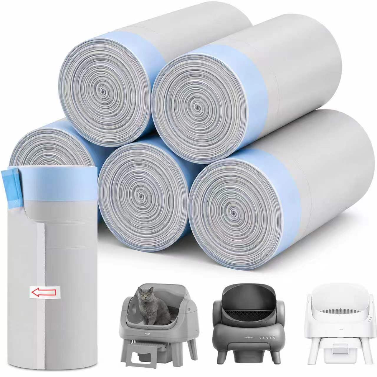 120 sacchetti per lettiera per gatti Neakasa e PetPivot aperti autopulenti per lettiera per gatti, extra spessi e resistenti, senza profumo, 68,6 x 33 cm, contiene 10 kg