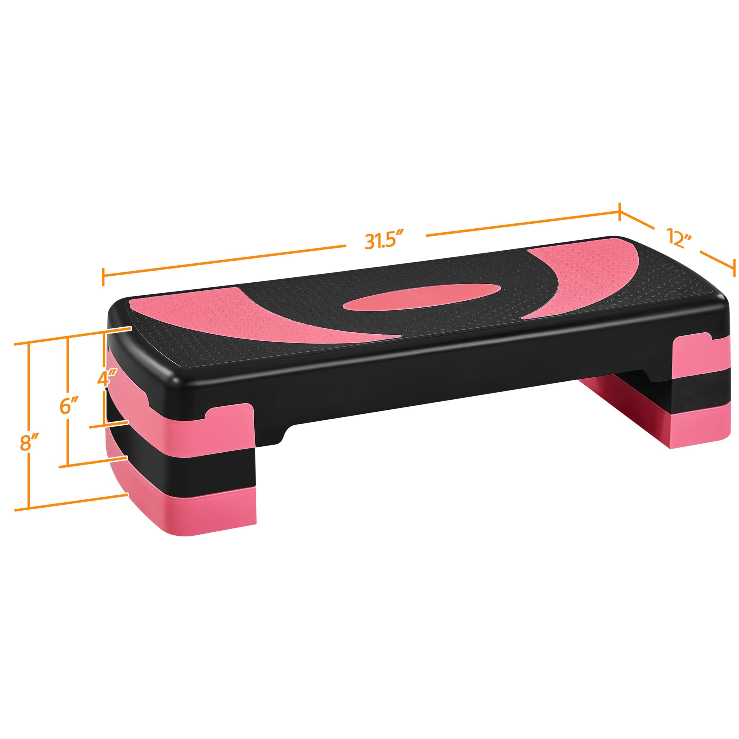 Abician Step de Fitness Stepper d'aérobic 79,5 x 30 x 20cm Réglable sur 3 Hauteurs Marche d'Exercice pour Fitness à la Maison et au Bureau Rose