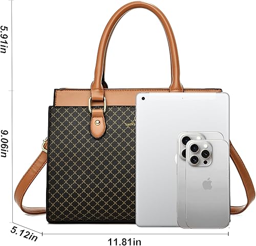 Miniatura 4 de KURGOOL Bolsos de mano para mujer, bolso de mano de cuero de moda de doble tono, bolso de mano de diseñador bolso de hombro bolso de mano con asa