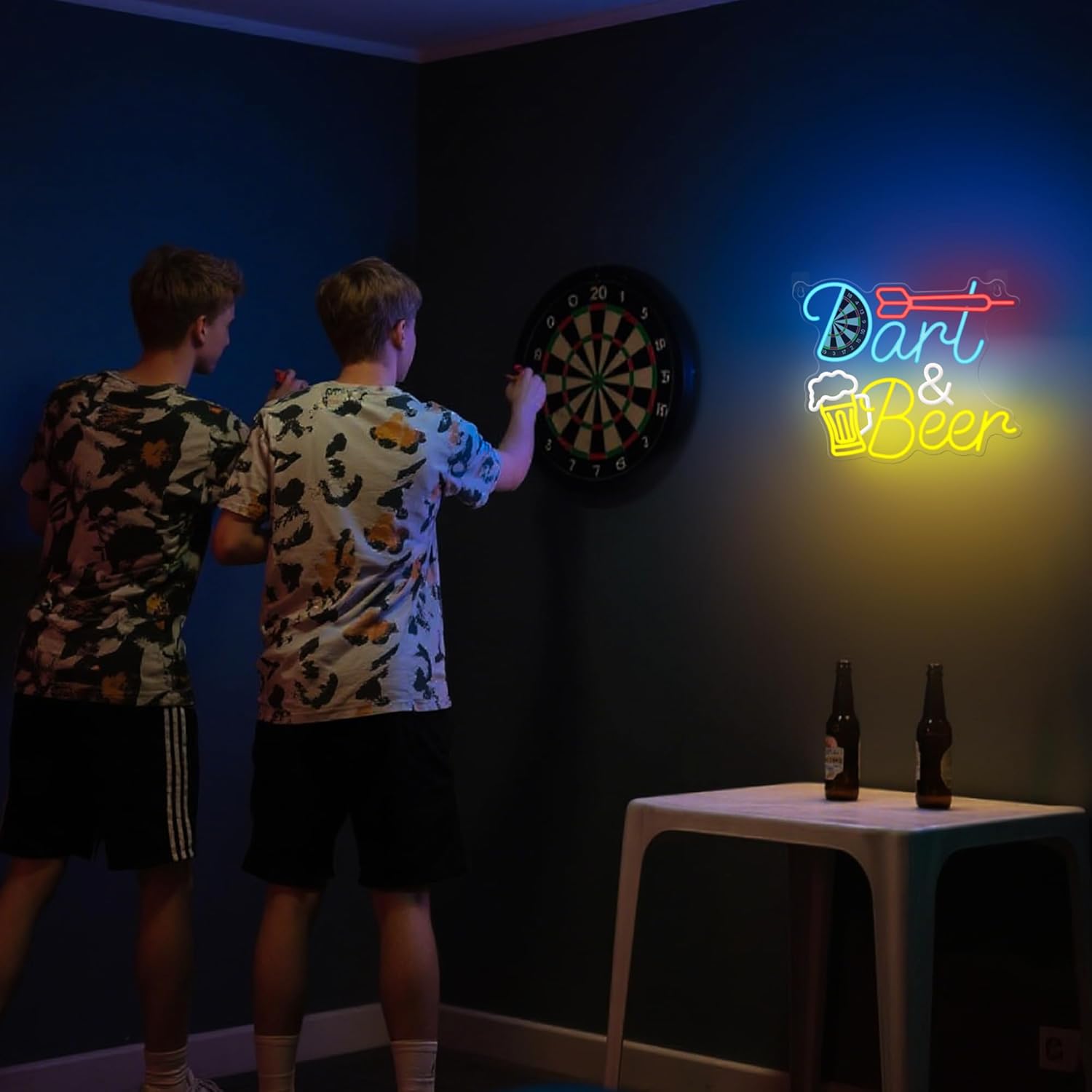 CoolGift Mart Beer Darts Neon Light, Dimmable LED Neon Wall Sign USB Powered, Decorations for Bedroom Man Cave Bar Club, Gift for Beer Darts Game Lovers