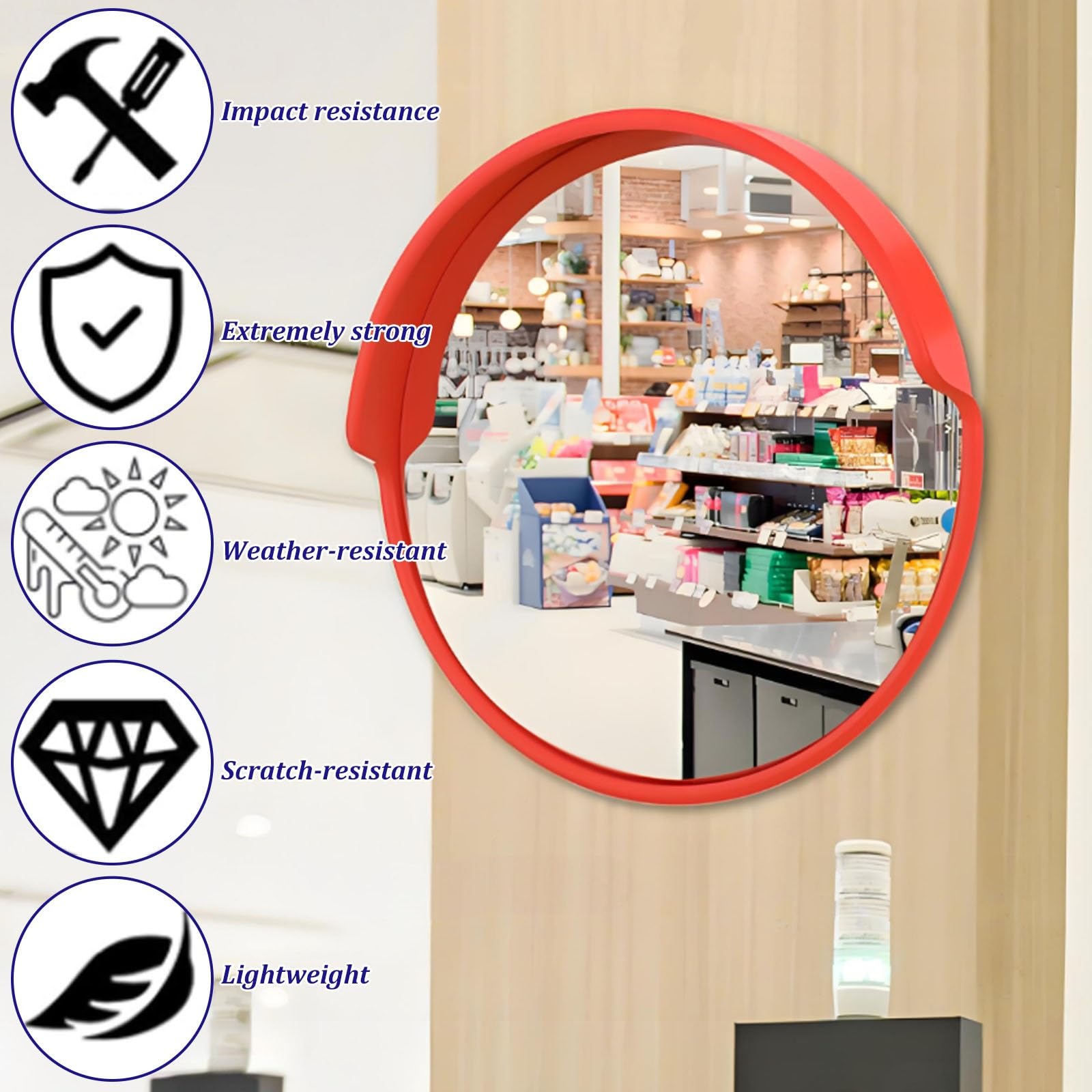 Espejo de Seguridad Convexo, Espejo Convexo Redondo Ajustable, Espejo de Entrada de vehículos con Gran Angular, 30-80cm, para almacenes, Tiendas y estacionamientos Interiores(Φ30cm)