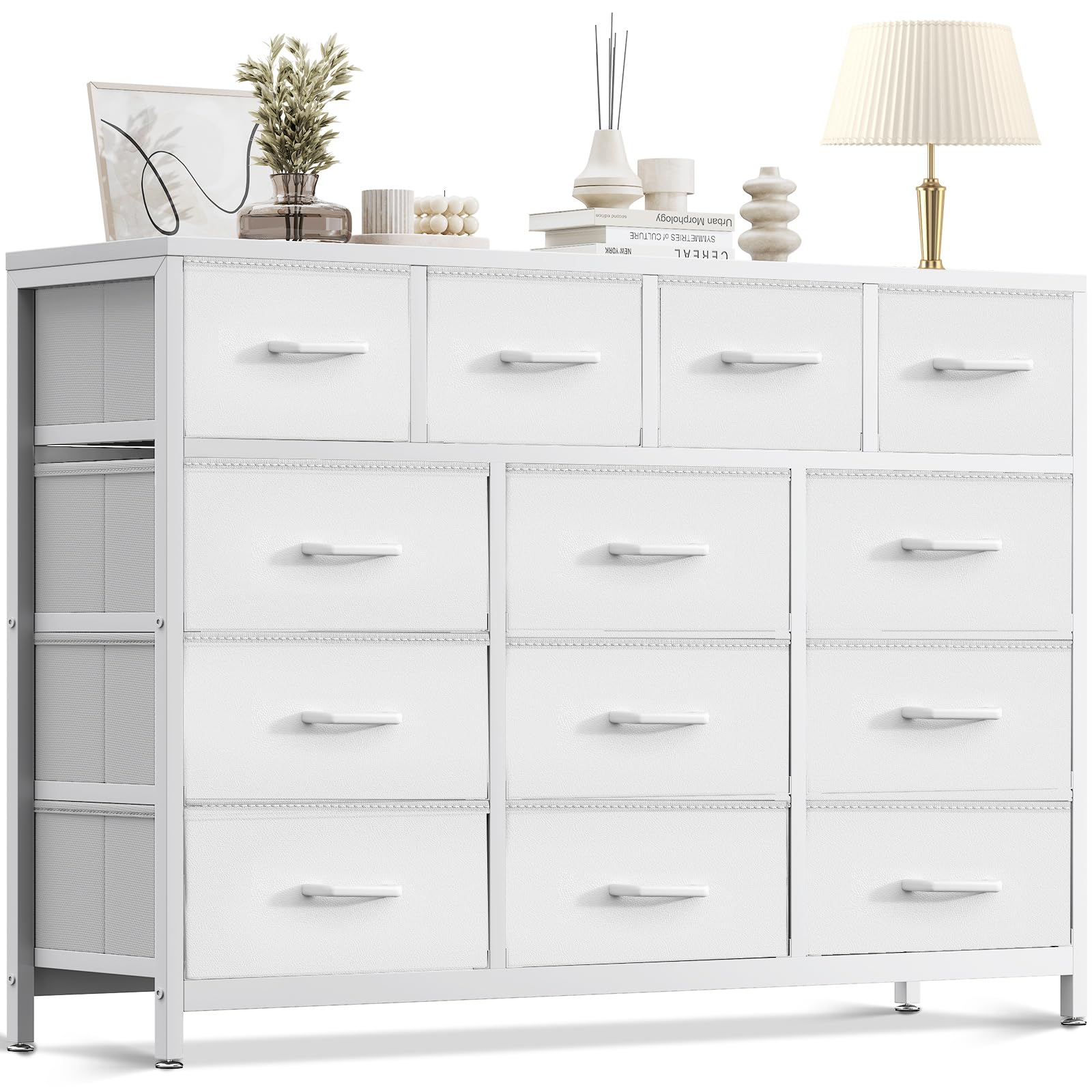 Coleshome Large Chest of Drawers Bedroom, 13 Large Fabric DrawersοΌWhite