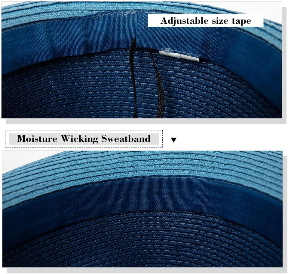 Comhats Oversize XL XXL Mens Summer Straw Fedoras Sun Hats Panama Derby Packable 57-64cm 22.4"-25.2" 7 1/8-8 - Image 4