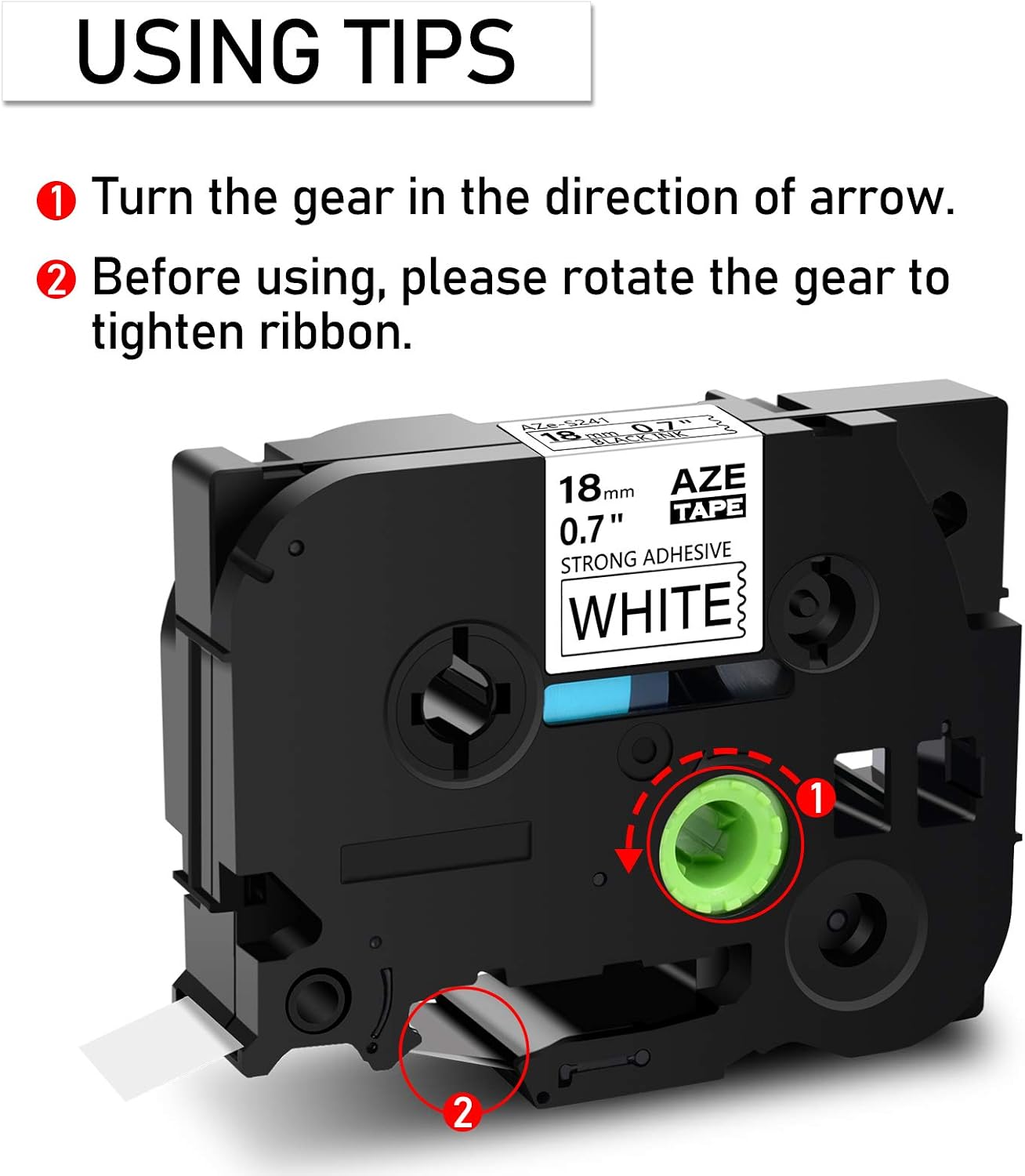 GREENCYCLE Extra Strength Adhesive Black on White Label Tape Compatible for Brother TZE-S241 TZS241 AZES241 3/4" 18mm for PT2730, PTD400, PTD400AD, PTD400VP, PT-D450, PTD600, PTP700, PTP710BT-10 Pack