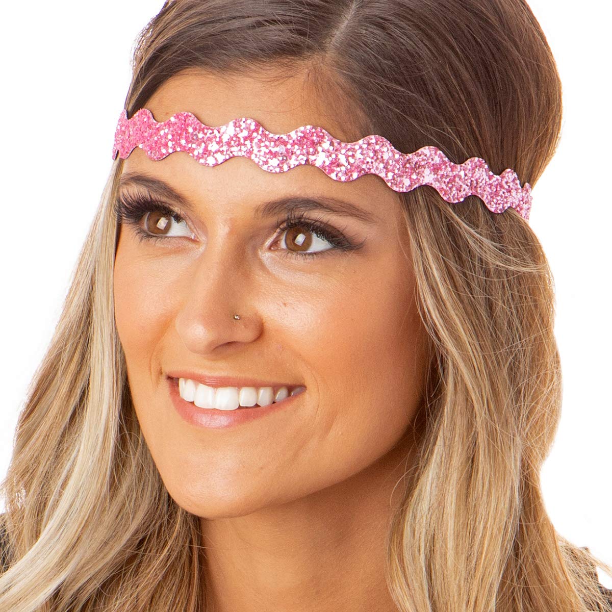 Pink & Silver Shimmer Headband Amazon.com : Hipsy 2pk Women main image 4