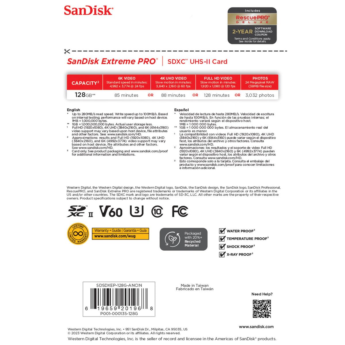 SanDisk - サンディスク　PRO SDXC UHS-II 128GB 6枚商品 Amazon.co.jp|SanDisk (サンディスク) 128GB Extreme PRO UHS-II