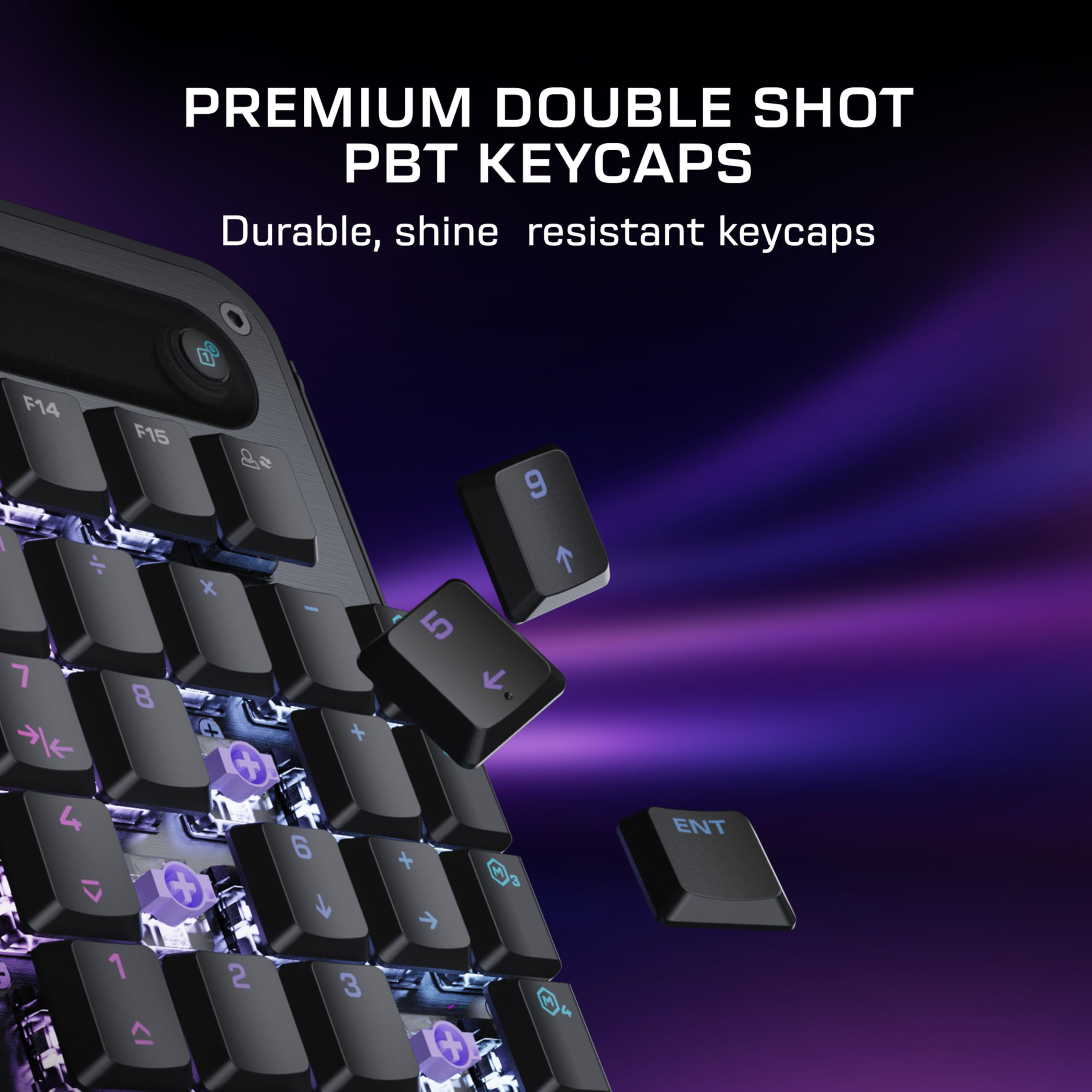 Turtle Beach Command Series KP7 klawiatura gamingowa – kompaktowa konstrukcja, szybki wyzwalacz, przełącznik efektów Halla, programowalne kółko przewijania, szybkość pobierania 8K, nasadki klawiszy
