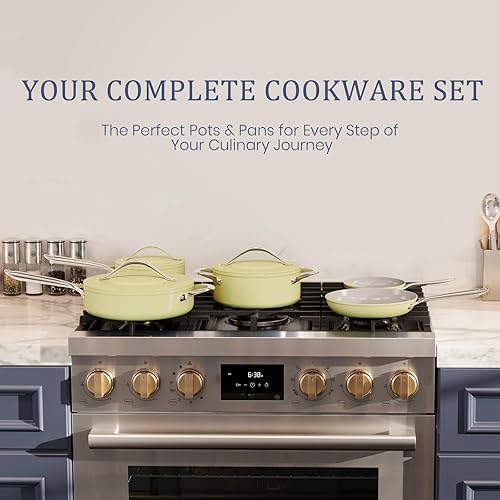 Miniatura 7 de Sartén antiadherente de cerámica de 8 pulgadas para todas las estufas, sin PTFEPFOAPFAS, distribución uniforme del calor apta para horno hasta 500