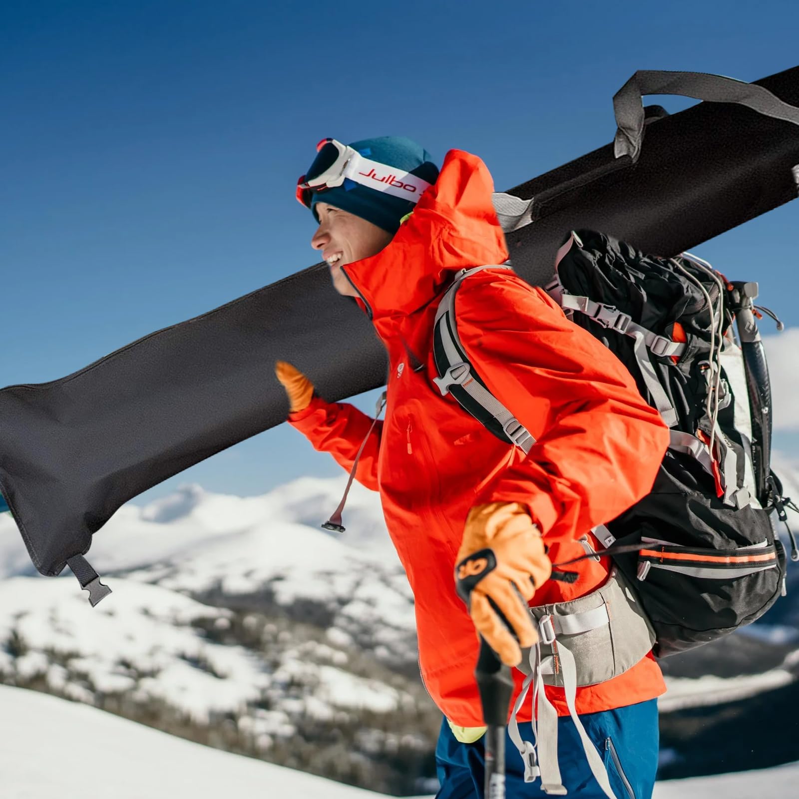 BORDEAG Borsa da sci, Borsa per snowboard, Borsa per sci, 185×33 cm Borsa da sci per sci da pista Borsa da sci Borsa da sci per auto, aereo, viaggi sulla neve e avventure all'aperto (Nero)