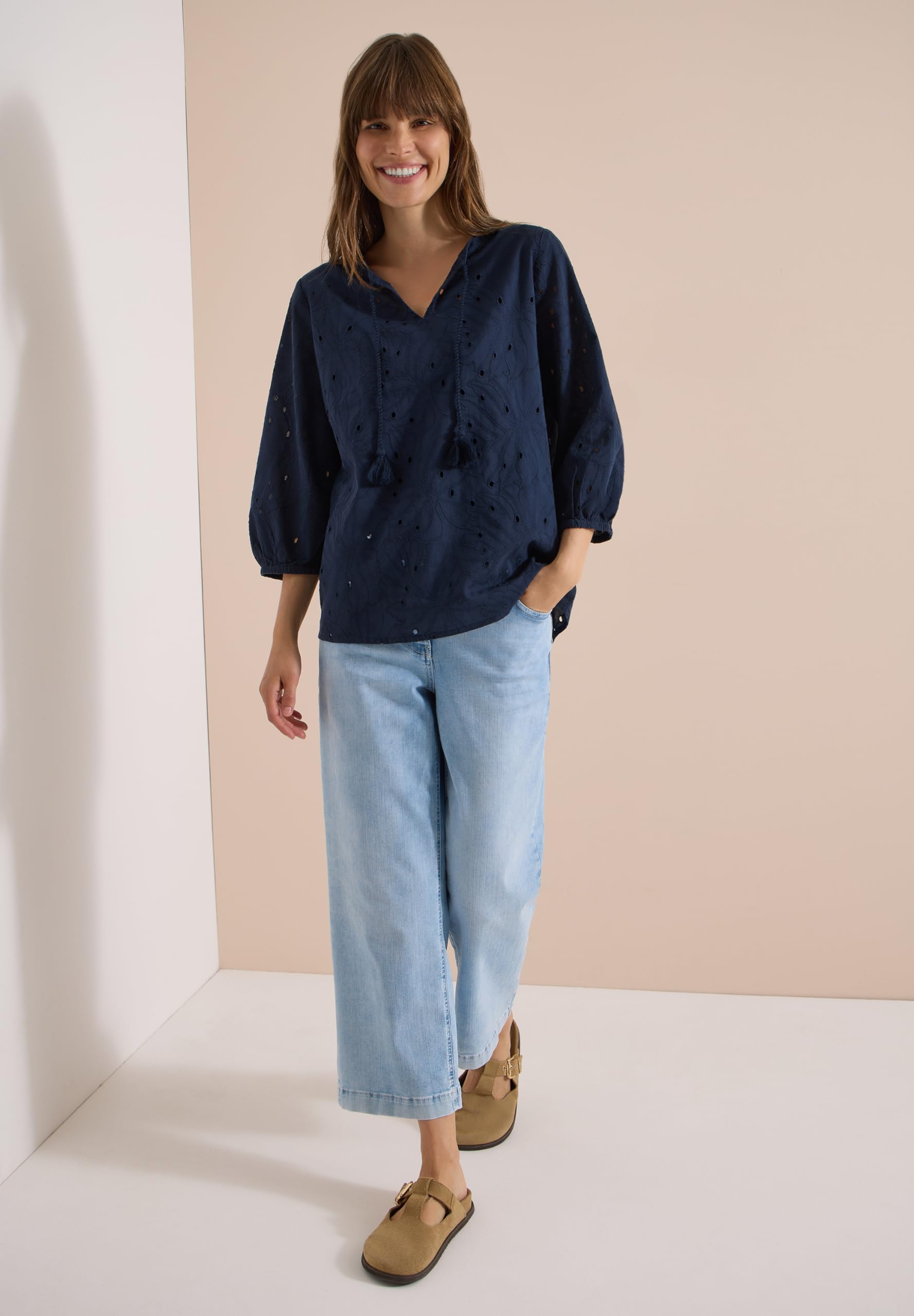 Cecil 3/4-Arm Bluse mit Shiffleymuster