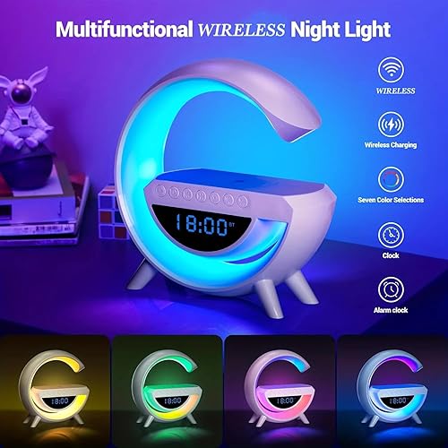 Miniatura 2 de Luz LED en forma de G y estación de carga inalámbrica para teléfono, reloj despertador, altavoz Bluetooth, multifuncional, atmósfera, luz de noche,