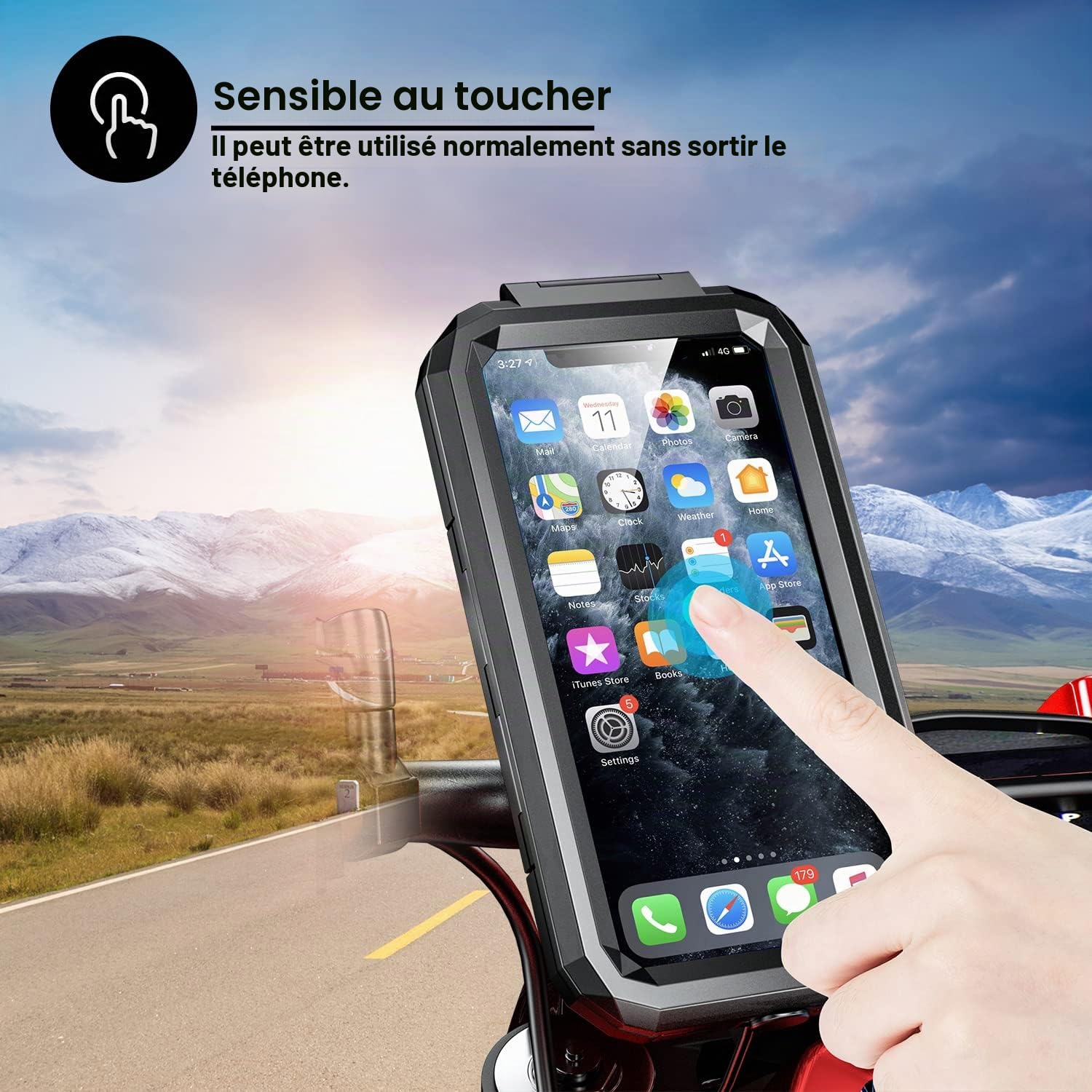 iMESTOU Wasserdichtes Motorrad Wireless USB C Telefonmontage, Lenker Handyhalter 360 Rotation passt für 5,5"-6,8" Smartphones, Funktioniert mit 12 V/24 V Motorrädern