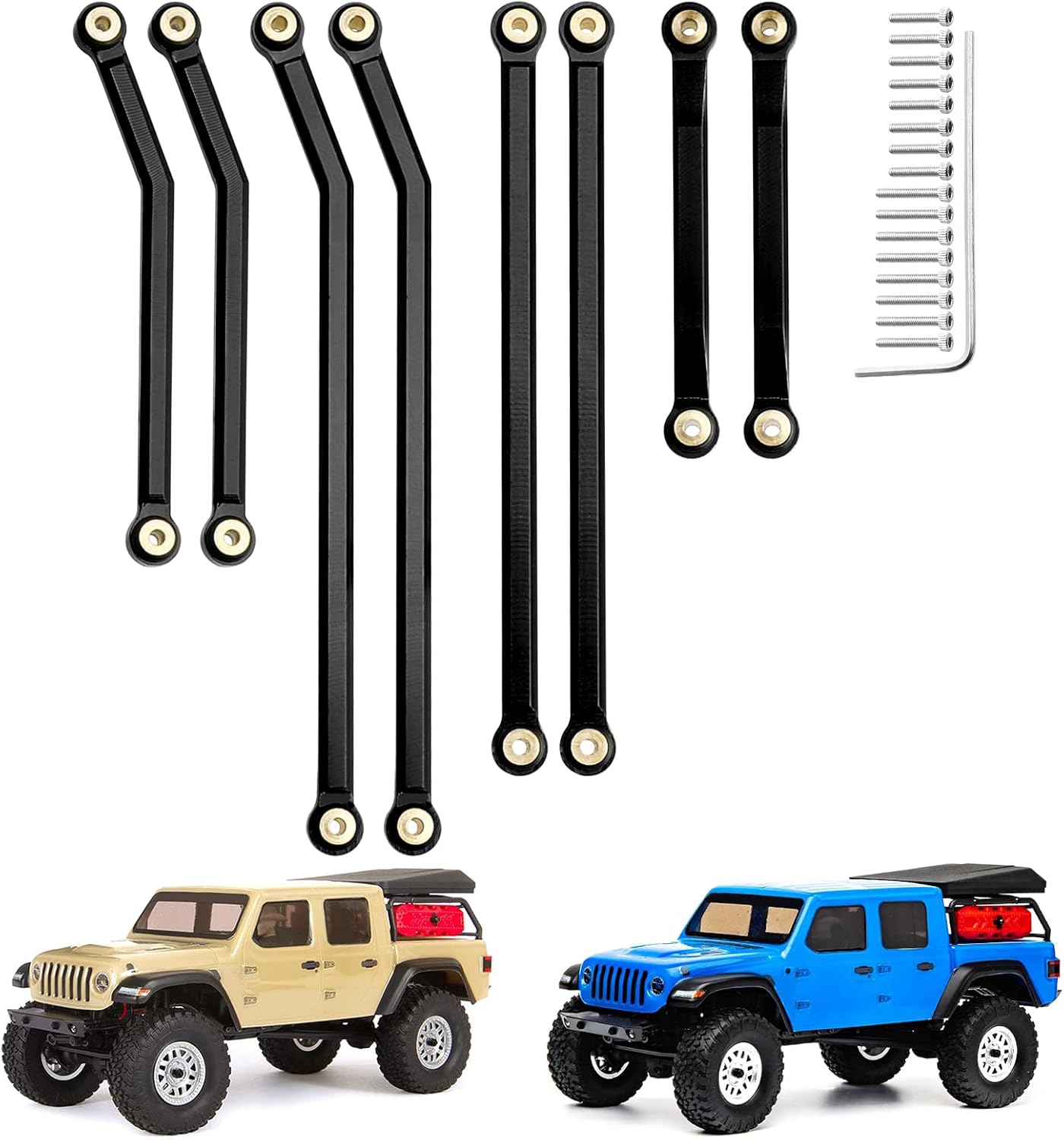 High Clearance Front Links Set for Axial SCX24 Gladiator AXI00005, 8PCS (Black)