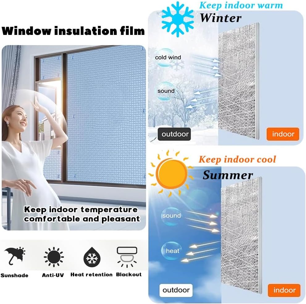 アルミホイル断熱フィルム 窓用フィルム吸盤付き 反射断熱シートホイルロール遮光シート 屋根 サンルーム用の目隠しシールド uvカット