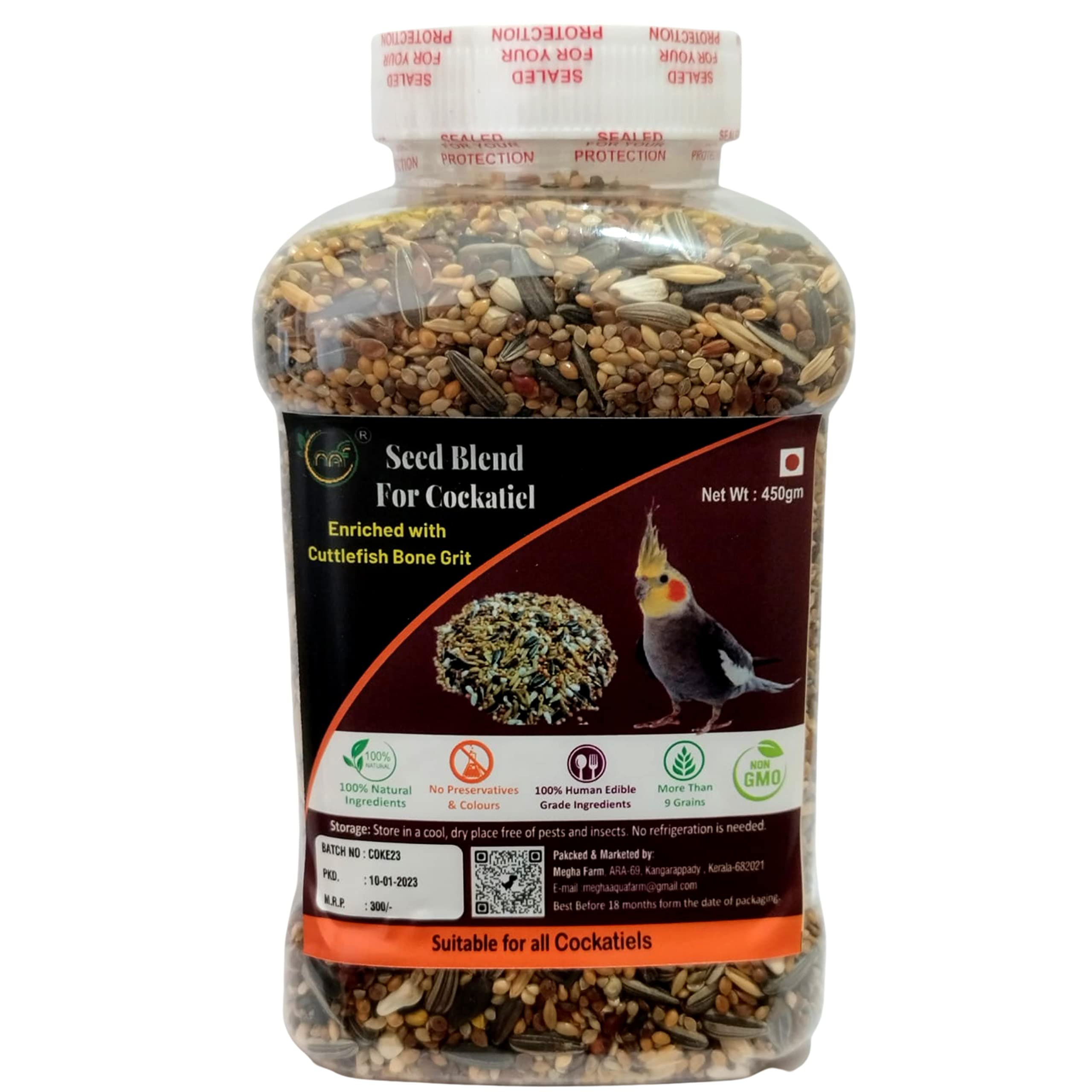 MAF Cockatiel Bird Food, Bird Food For Cockatiels 450 Grams, Premium Bird Feed Seed Mix More Than 10 Grains For Cockatiels Enriched With Cuttlefish Bone Grits Cockatiels Feed,All Life Stages, 1 Count (B09WLBM5GS) Amazon Price History, Amazon Price Tracker