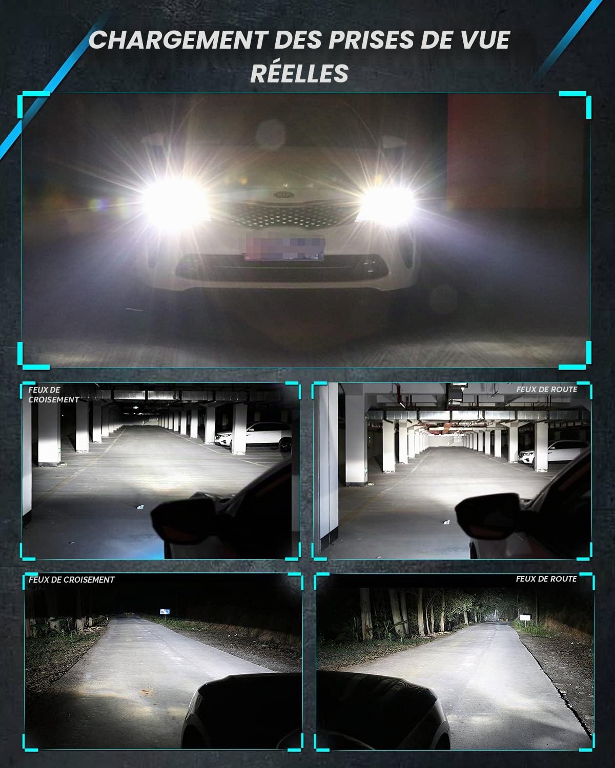 KaTur 9012 HIR2 Ampoules de phare à leds Mini conception améliorée Puces 12000 lumens Kit de conversion de phares étanche tout-en-un à LED 55W 6500K blanc xénon-2 ans de garantie