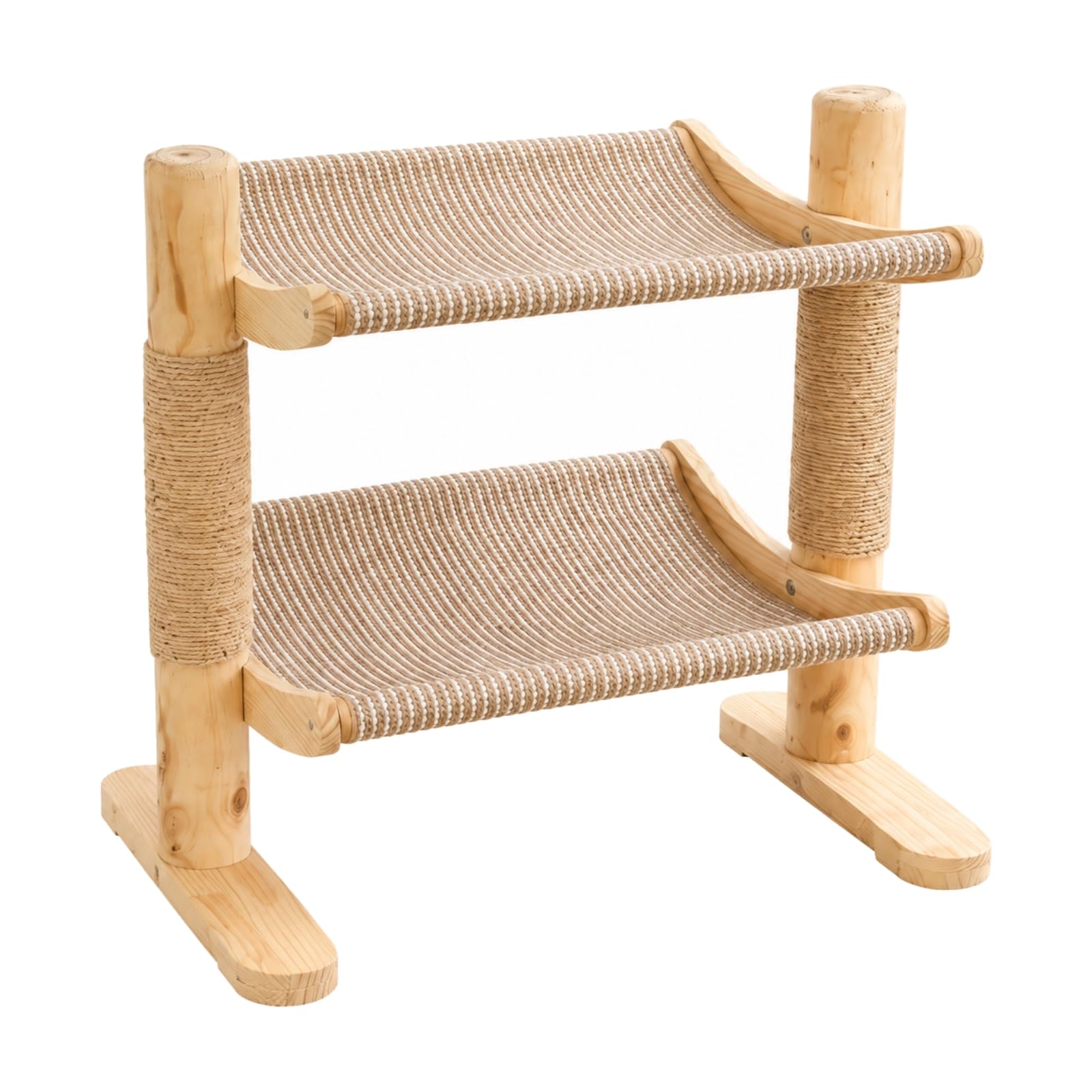 Albero per in Legno Massello Lavabile Tiragraffi con Piattaforme di Riposo Spazioso Tiragraffi con Colonne in Sisal per Arricchimento Quotidiano, Due Montanti Due Livelli