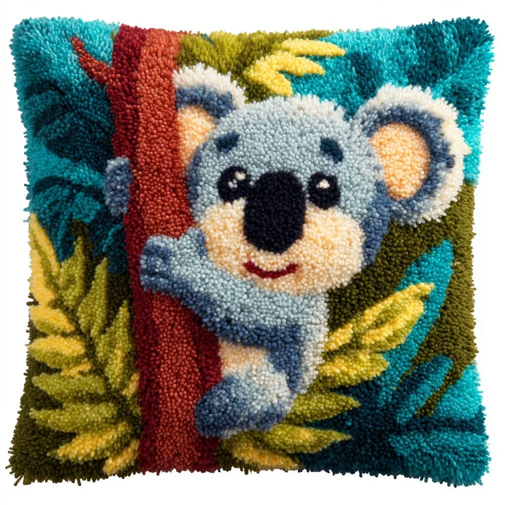 WallustrioaW Latch Hook Cushion Cover Kit,Tropical Koala
