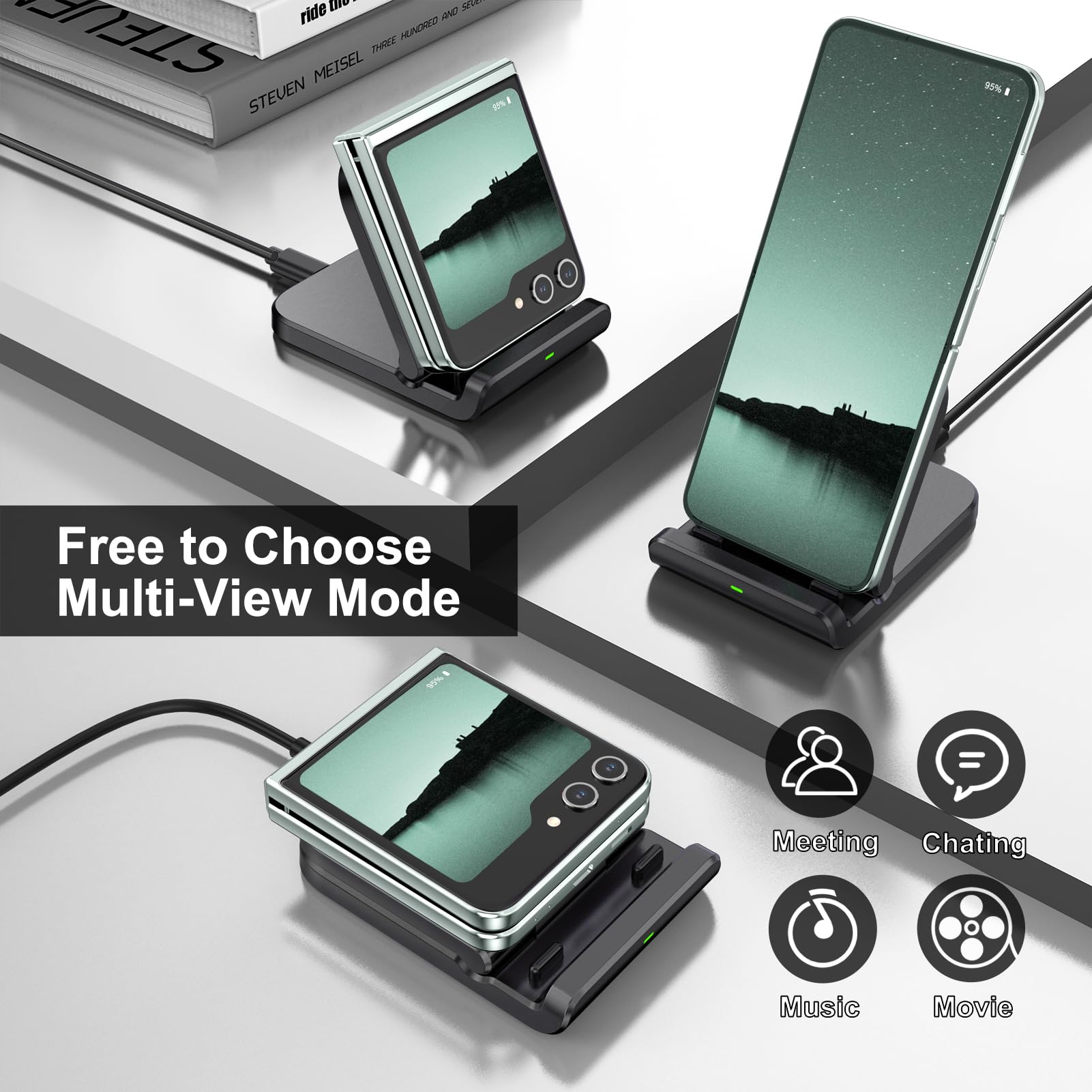Caricatore Wireless per Samsung Z Flip 8, 3 in 1 Stazione Ricarica Wireless per Galaxy Z Flip8/7/7 FE/6/5/4/3/2, Galaxy Watch 9/Ultra 2/7/6/5/4, Galaxy Buds 4 Pro, SwanScout 703F (No Adapter Caricatore Wireless per Samsung Z Flip 8, 3 in 1 Stazione Ricarica Wireless per Galaxy Z Flip8/7/7 FE/6/5/4/3/2, Galaxy Watch 9/Ultra 2/7/6/5/4, Galaxy Buds 4 Pro, SwanScout 703F (No Adapter