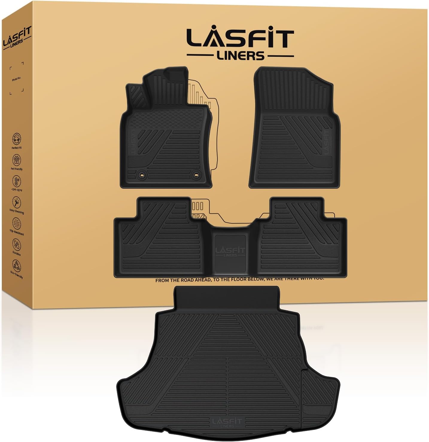 LASFIT Floor Mats&Trunk Mat for Toyota Camry 2025-2026 Hybrid/LE/SE/XLE/XSE, All Weather Custom Fit TPE Floor Liners for Camry 2025 Front & Rear Full Set Car Mats, Black. 2025-2026|Camry Hybrid|Floor&Trunk Mats 2025-2026|Camry Hybrid|Floor&Trunk Mats