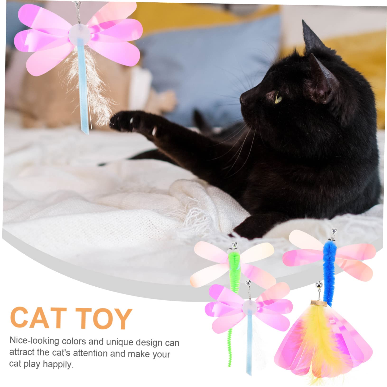 Toddmomy 40pièces Jouets De Remplacement pour Chat Kit De Jouets à Agiter Accessoires De Jeux Interactifs avec Libellules Et