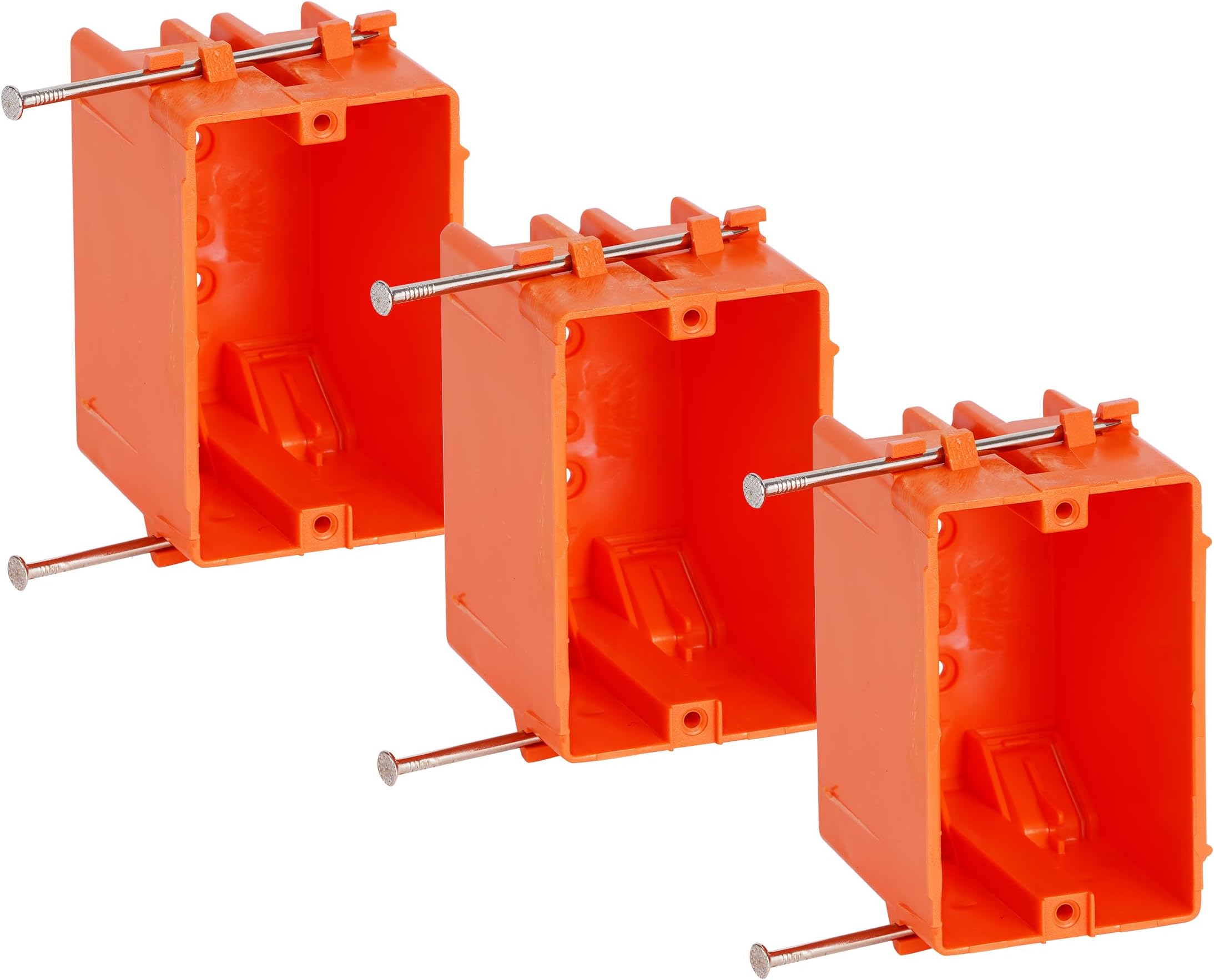 CLOUDY BAY One Gang New Work Electrical Outlet Box,18 Cubic Inch Device Box,PVC Electrical Junction Box for Switch,GFCI,Orange,Pack of 3