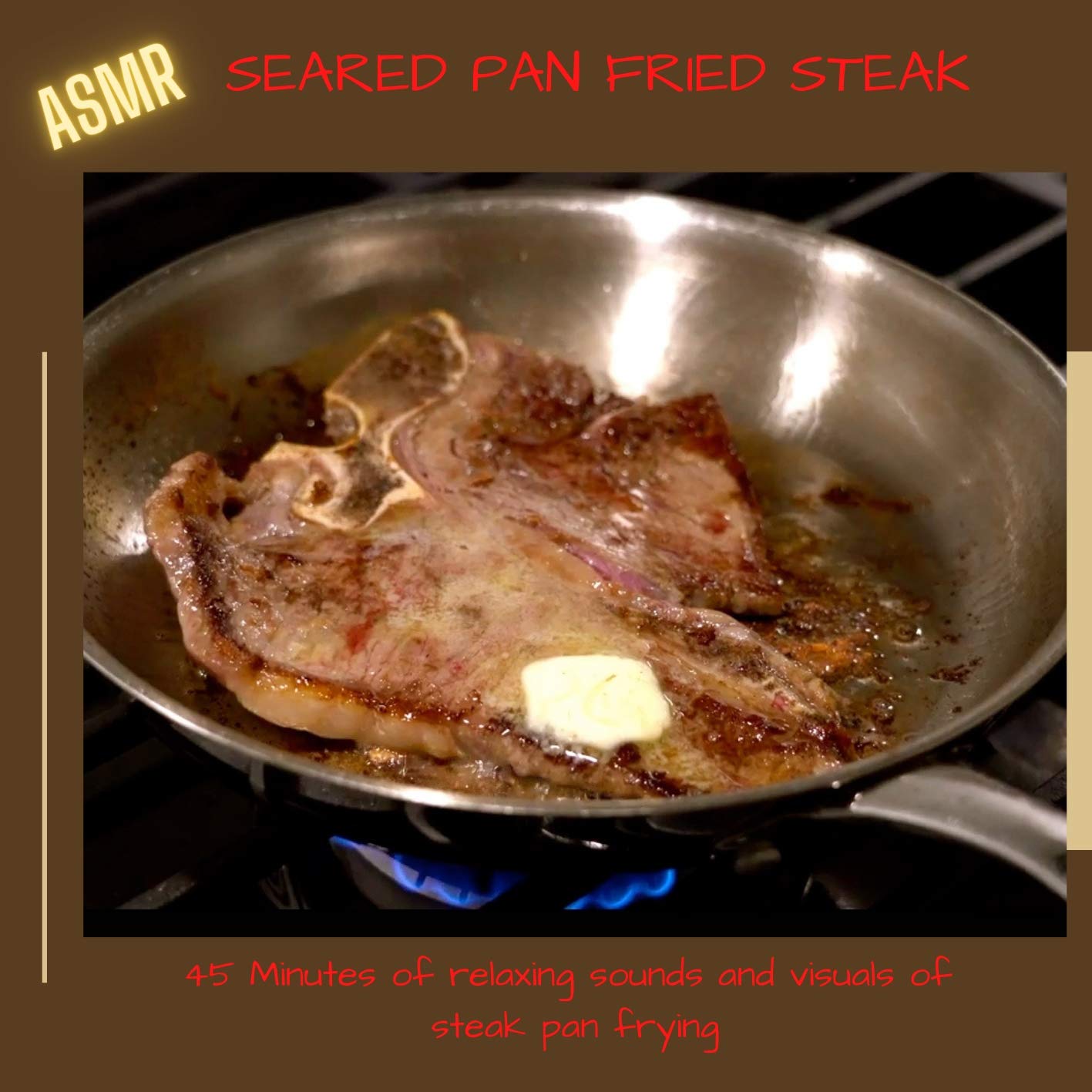 ASMR Sizzling Food Porn Pan Seared Steak Smothered in Butter