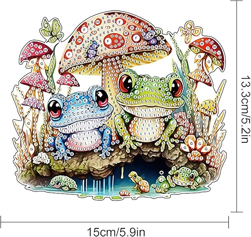 Miniatura 2 de DIY 5D Mushroom Frogs Kits de pintura de diamantes Letrero colgante de arte de pared Arte de diamante Colgante de ventana Colgante de ventana