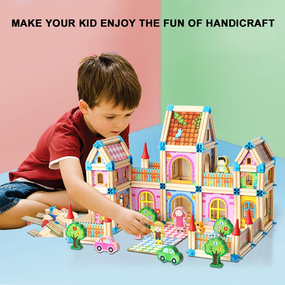Didiseaon 3d Casa in Legno Puzzle Creativo per Ragazzo Ragazza Giocattolo Educativo per Sviluppo Cognitivo e Motorio