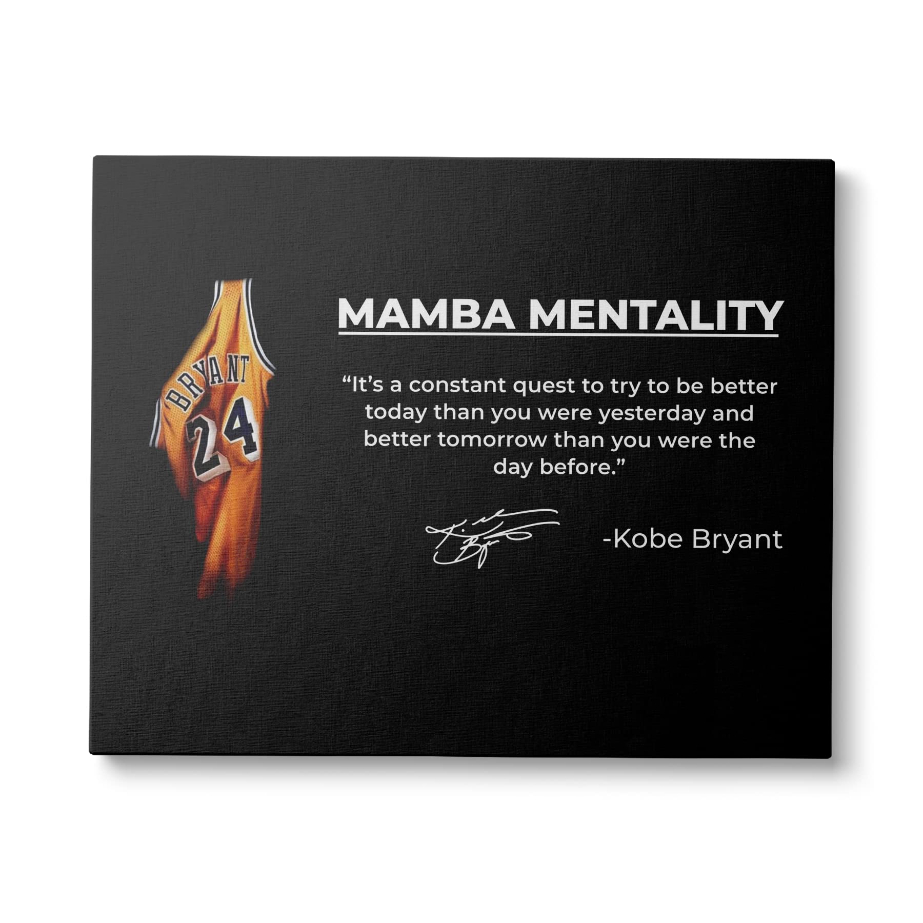 Kobe Bryant Framed Canvas Wall Art 16"x20", Mamba Mentality Quotes Wall Art, Basketball Player Poster for Home,Office,Gym Decor, Kobe Poster, Motivational Mamba Canvas Artwork, Kobe Bryant Mamba Artwork (Style 1)