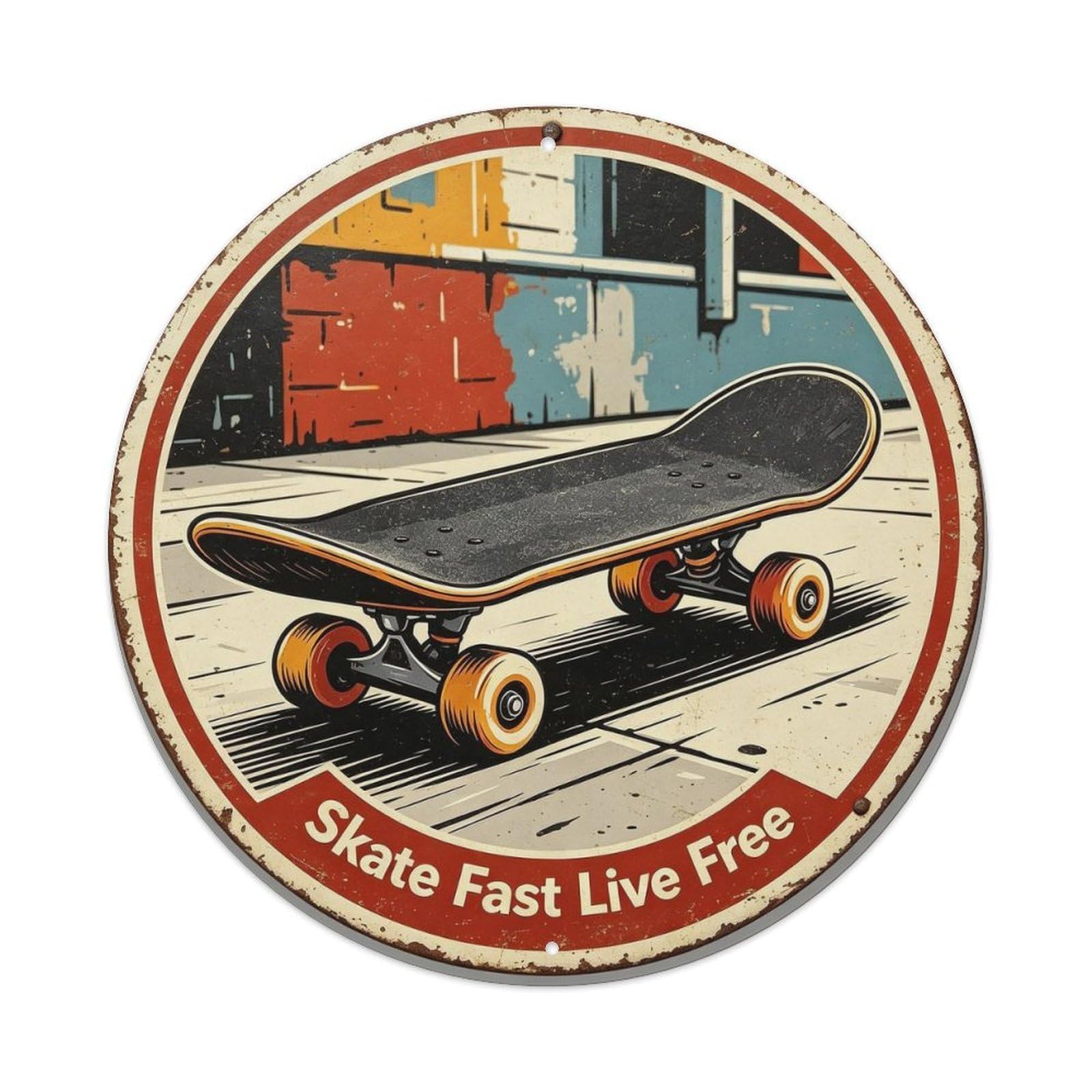 Skate Fast Live Free Metal Tin Sign Plaque