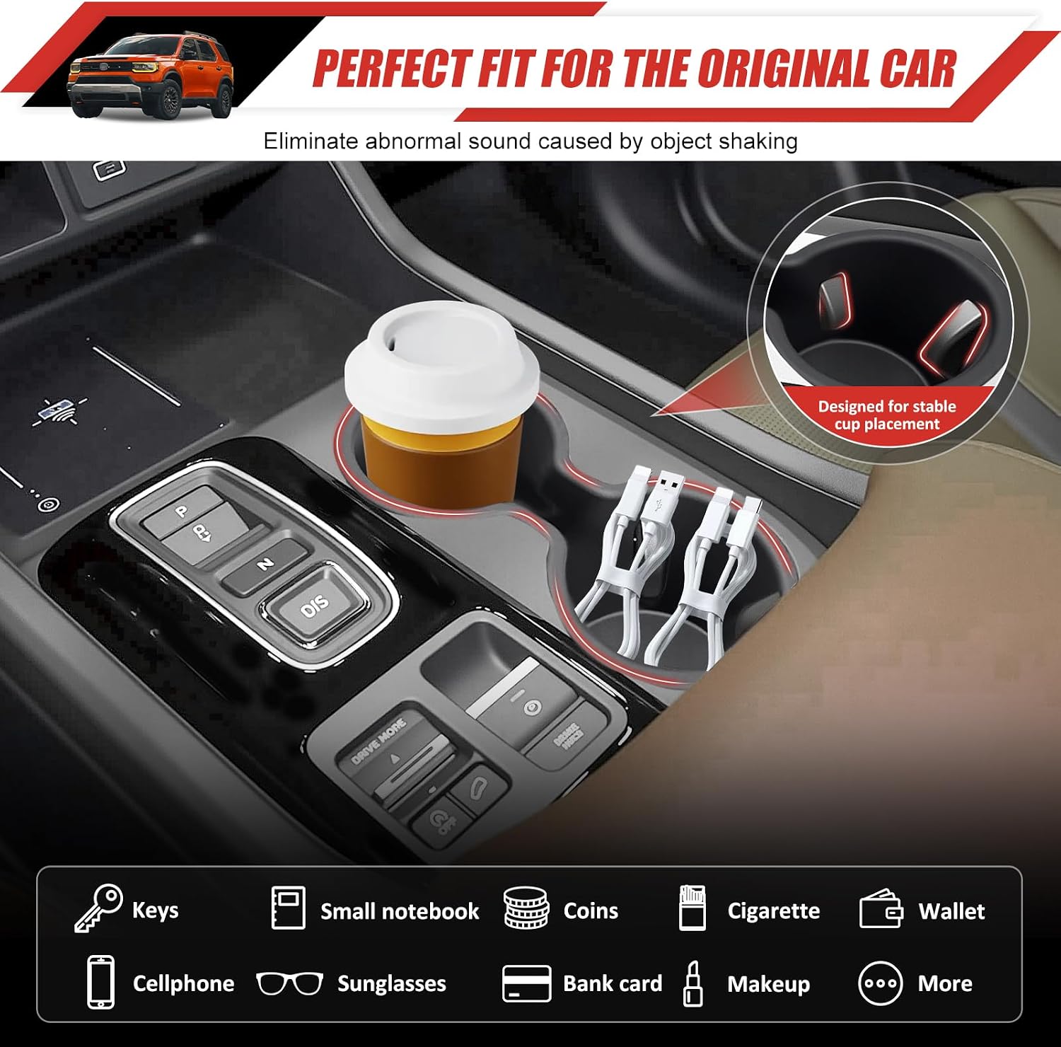 Cup Holder Coaster Fit for 2023-2025 Honda Pilot& 2024-2026 Passport/Ridgeline Accessories Cup Holder Mat Pad Inserts Interior CupHolder Liner for 2024 Pilot(for Pilot/Passport/Ridgeline) image 5