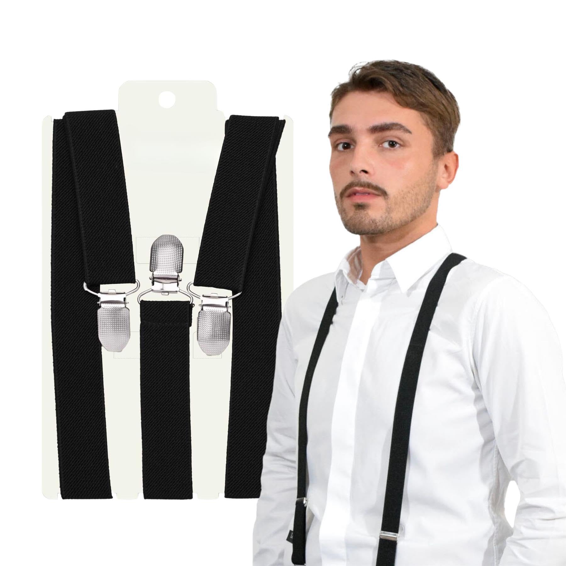 Basic Sense 25mm Braces For Trousers Y-Shape Suspenders Heavy Duty Metal Strong Clips One Size