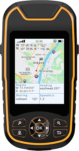 GPS de mano A8 para senderismo, navegador de mano ligero e impermeable, pantalla a color de 3.2 pulgadas, GPS portátil compacto con mapa base de EE.