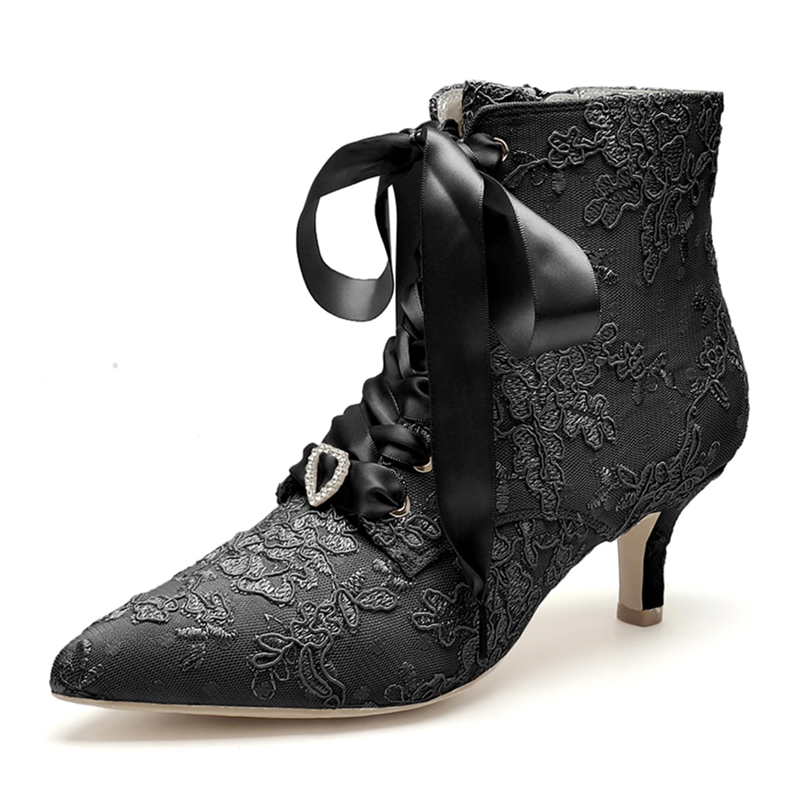 Stivaletti Donna Matrimonio Pizzo Tronchetti Sposa Tacco | Stivaletti Donna Matrimonio Pizzo Tronchetti Sposa Tacco Elegante Scarpe Cerimonia Sera Comode Moda Festivo