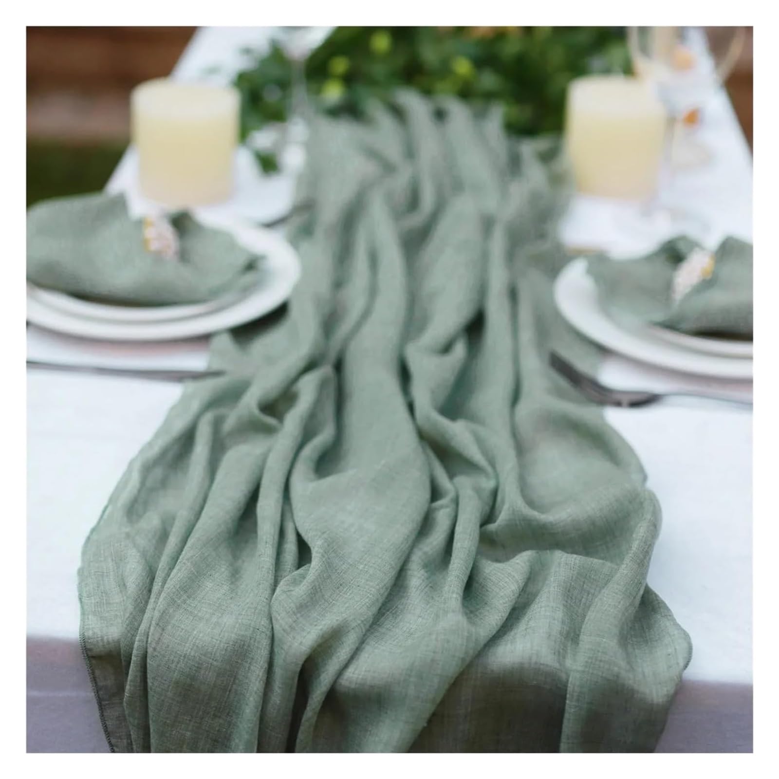 Cotton Table Napkins, Cheesecloth Voile Cotton Table Runner Multicolor Multiple Sizes(Green,70X300cm)
