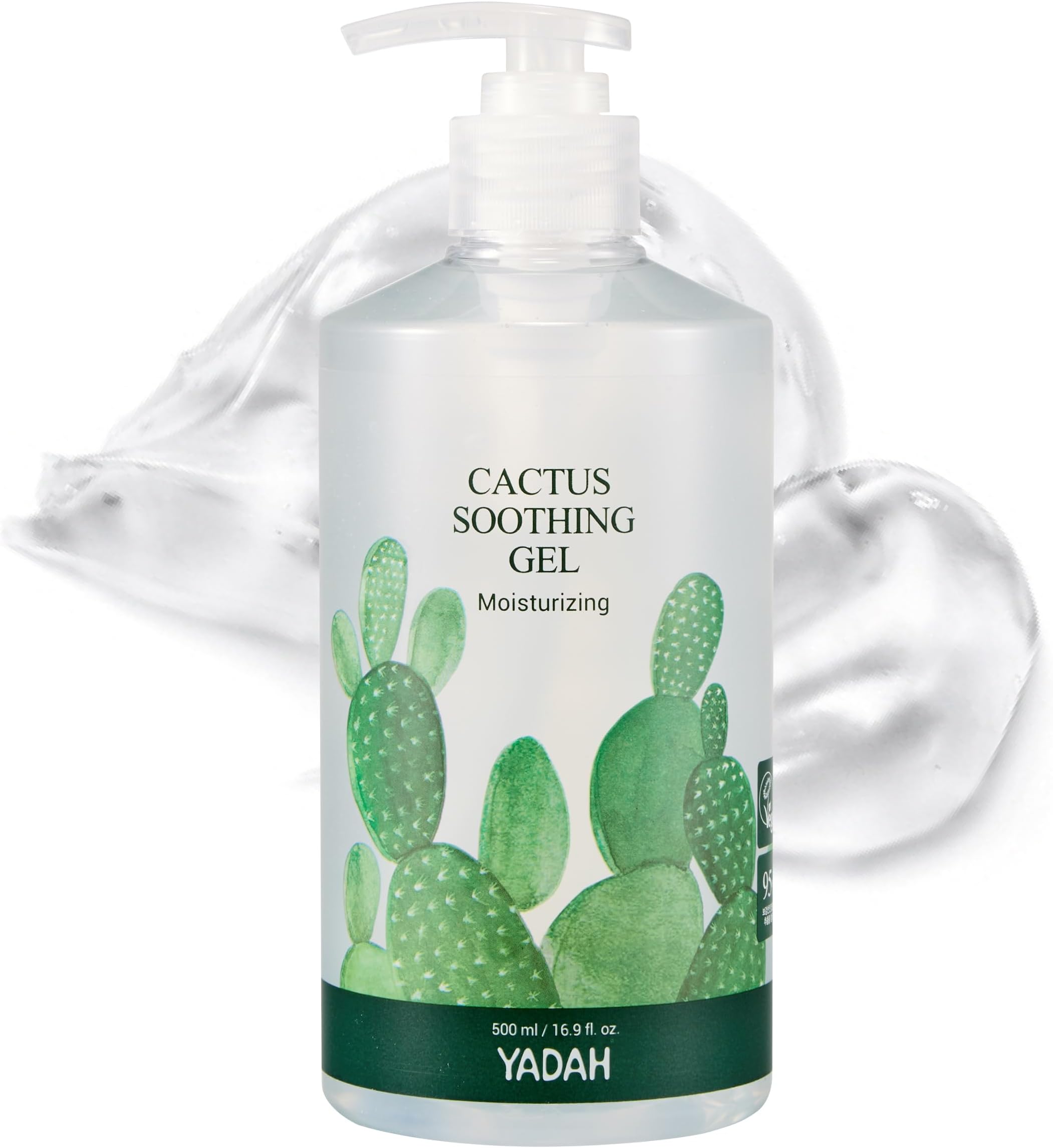 Cactus Soothing Gel (16.9fl oz) - 95% Cactus Extract, Sunburn Relief, Calm, Cool & Soothe Irritated Skin, Face Redness. Korean Skin Care, Vegan.