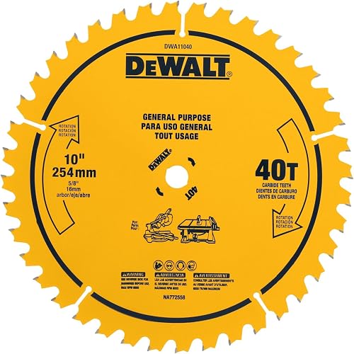 DEWALT Table Saw Blade, 10", 40 Tooth, with Fine Finish, Ultra Sharp Carbide (DWA11040)