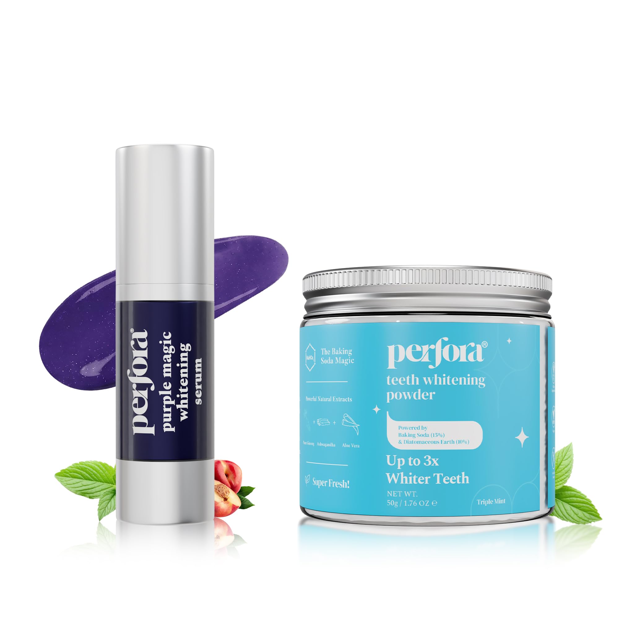 Perfora Radiant Smile Combo | Purple Magic Whitening Serum & Teeth Whitening Powder | v34 Colour Corrector for Teeth | Enamel Safe & Effective Teeth Whitener Solution| Long Lasting Freshness-image-15