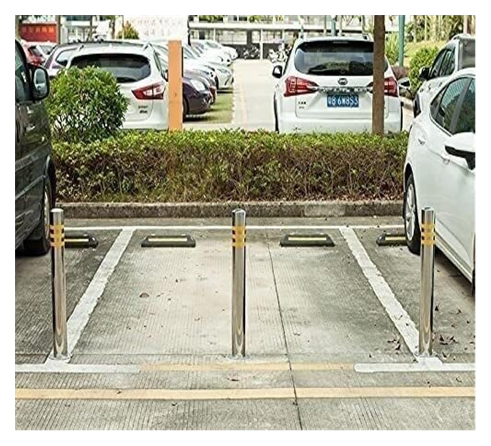 Générique Barrières de stationnement Robustes en Acier Inoxydable (Lot de 2) - Bornes durables pour garages et parkings - Cônes de sécurité pour Usage Commercial et résid