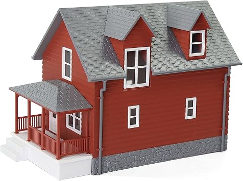 مبنى N Scale Model 1160 سكني حديث منزل تم تجميعه معماريًا لتخطيط القطار النموذجي Diorama JZN01 Red