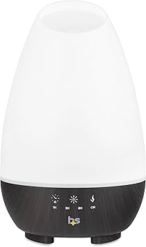 HealthSmart 500ML Essential Oil Diffuser for Large Rooms, Cool Mist Humidifier and Aromatherapy Diffuser, Adjustable Timer, Mist Mode and 7 LED Light Colors, White (Pack of 1)