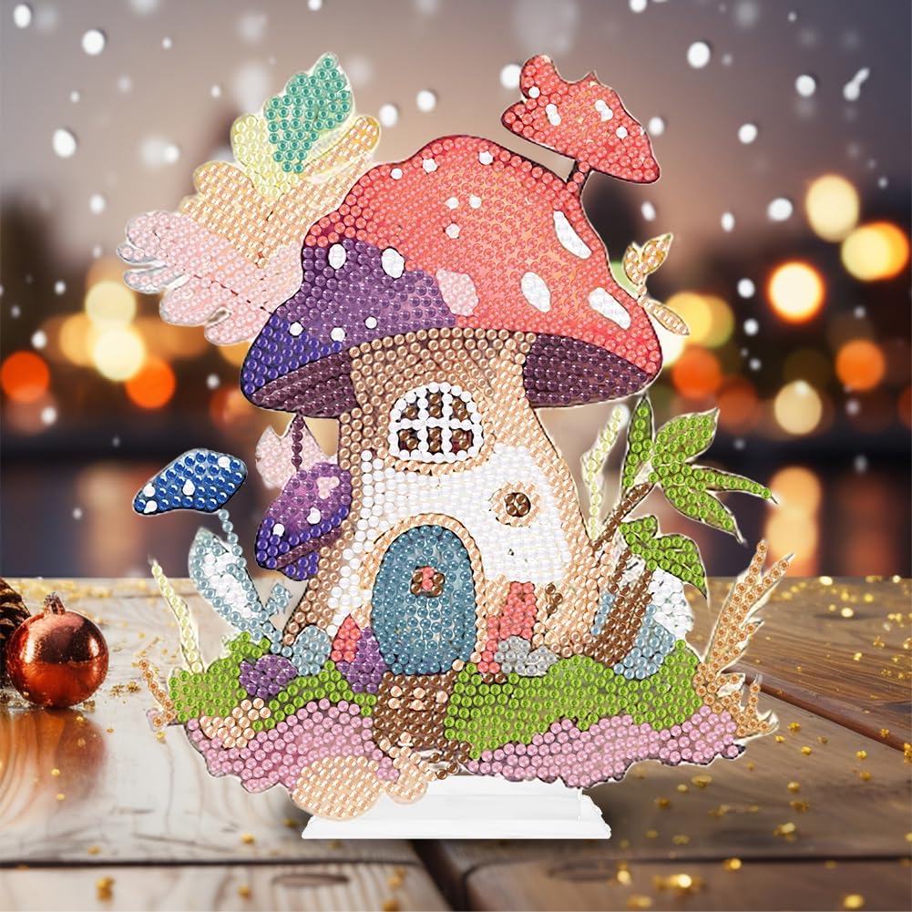 Kexpery Kit di ornamenti da tavolo per pittura con diamanti gufo kit di ornamenti per pittura con diamanti gatto kit ornamenti da tavolo gnomo 5D fai da te decorazioni artistiche grafiche per