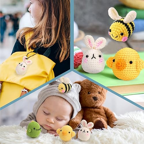 Miniatura 7 de PP OPOUNT Kit de iniciación de ganchillo para principiantes para adultos y niños, juego completo para hacer 4 animales de pieza, aprende a ganchillo